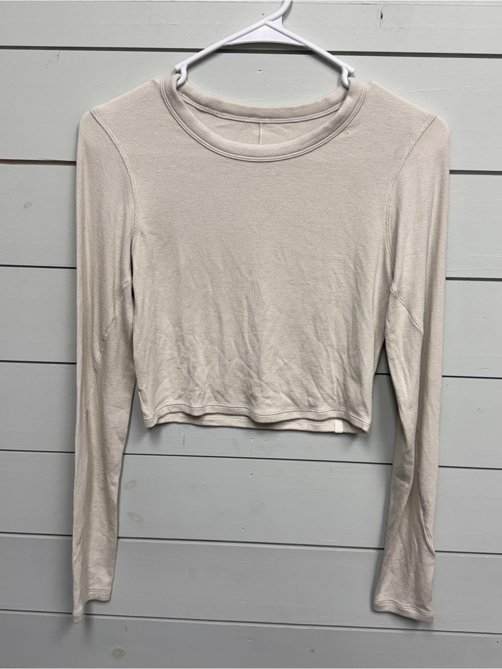 Lululemon long sleeve ribbed cropped shirt bone cream women's‎ size 6